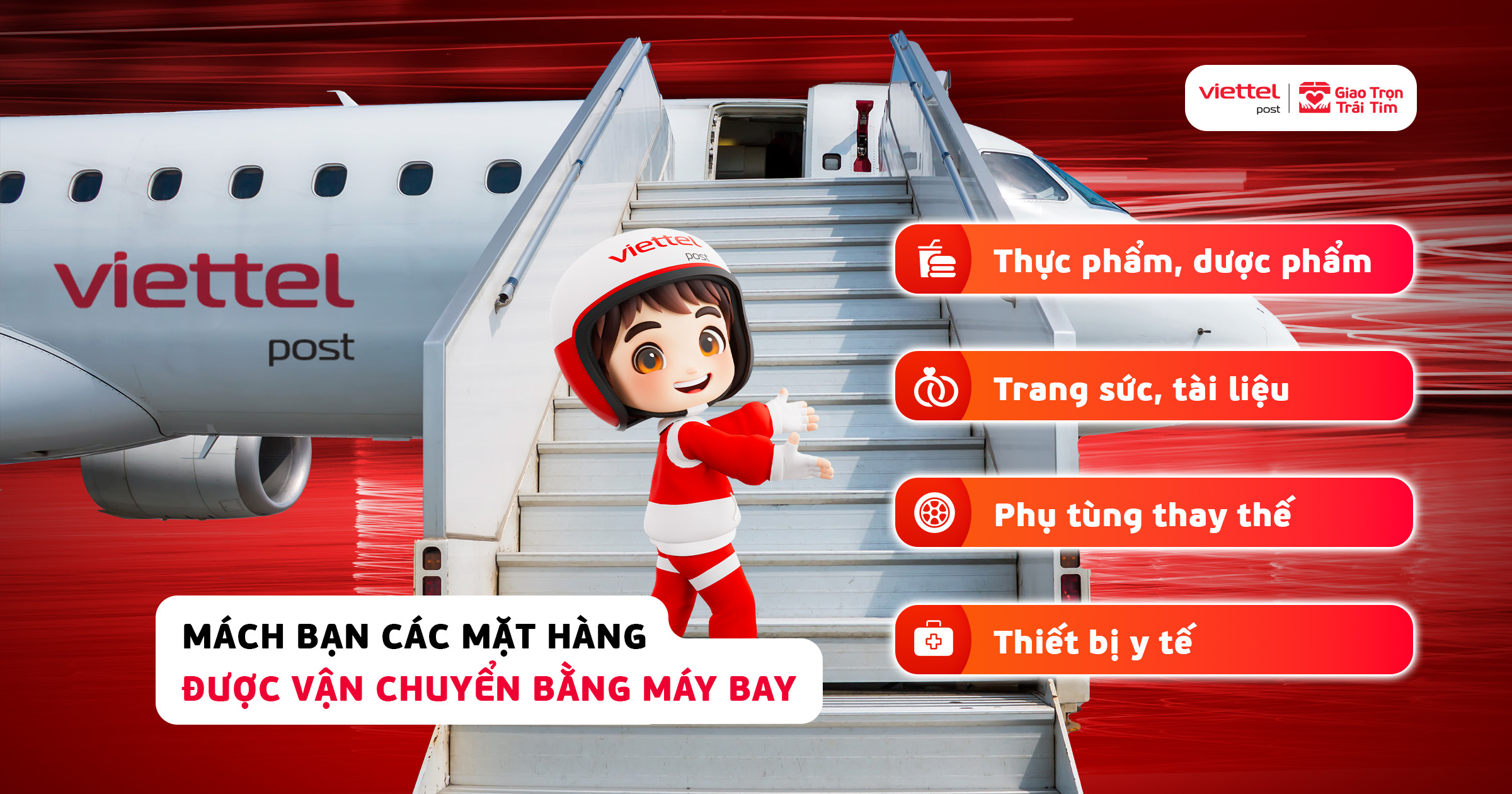 Hàng hóa được vận chuyển bằng máy bay 