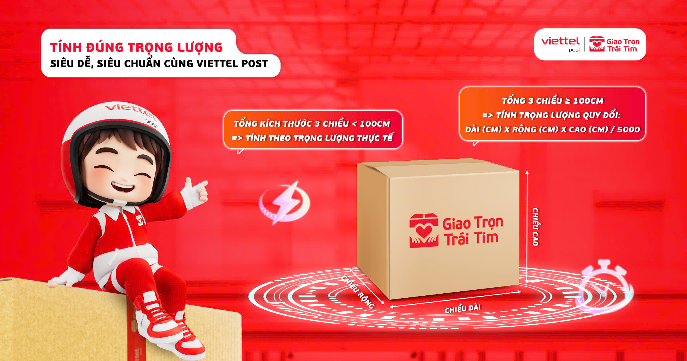 Tính trọng lượng quy đổi Viettel Post 